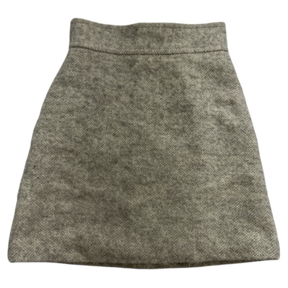 ■ Jewel Changes ジュエルチェンジズ ユナイテッドアローズ ■ アルパカ混 ウール 台形 スカート ライトグレー 36拍卖
