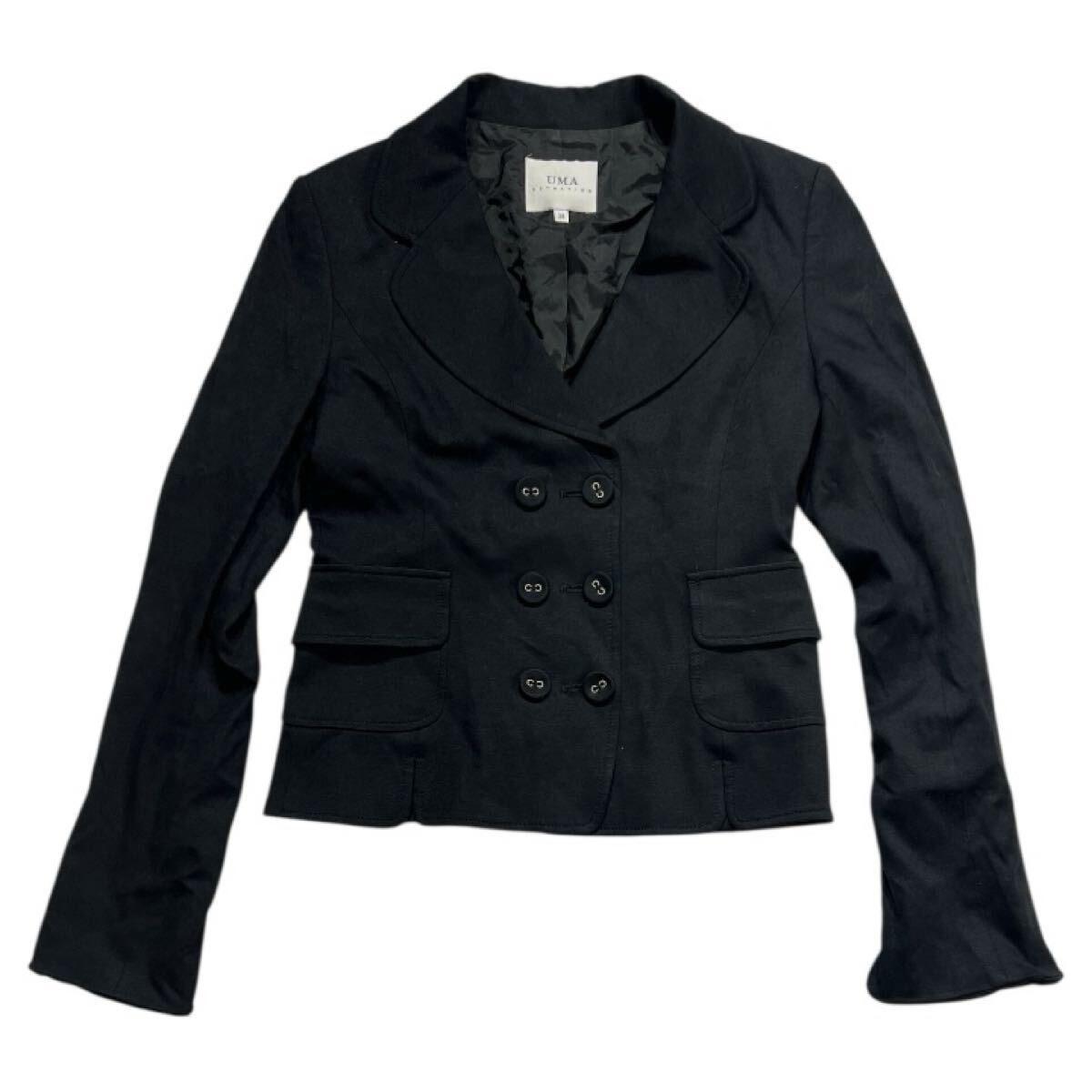 ■ UMA ESTNATION ユマエストネーション ■ レーヨン カジュアル ダブル ブレザー ジャケット ブラック 38拍卖