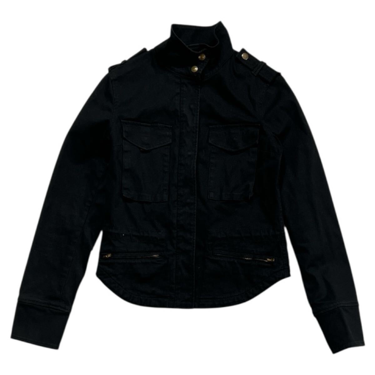 ■ K.T KIYOKO TAKASE キヨコタカセ ■ ミリタリー デザイン ジップアップ コットン ジャケット ブラック 3拍卖