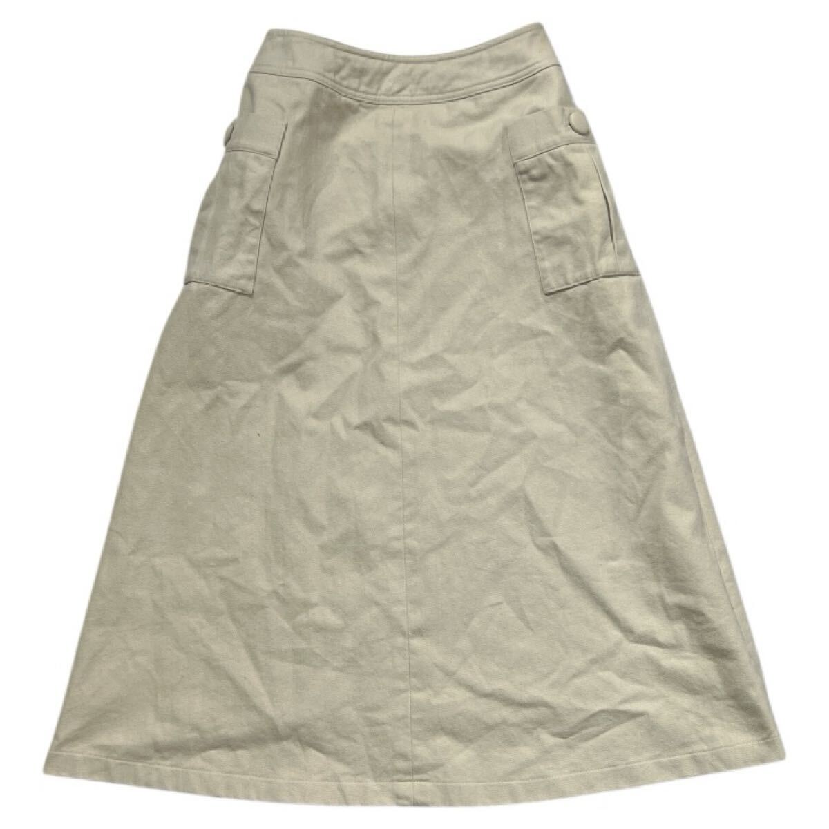 ■ Mademoiselle NON NON マドモアゼル ノンノン パパス ■ コットン ロング スカート ライトベージュ S拍卖