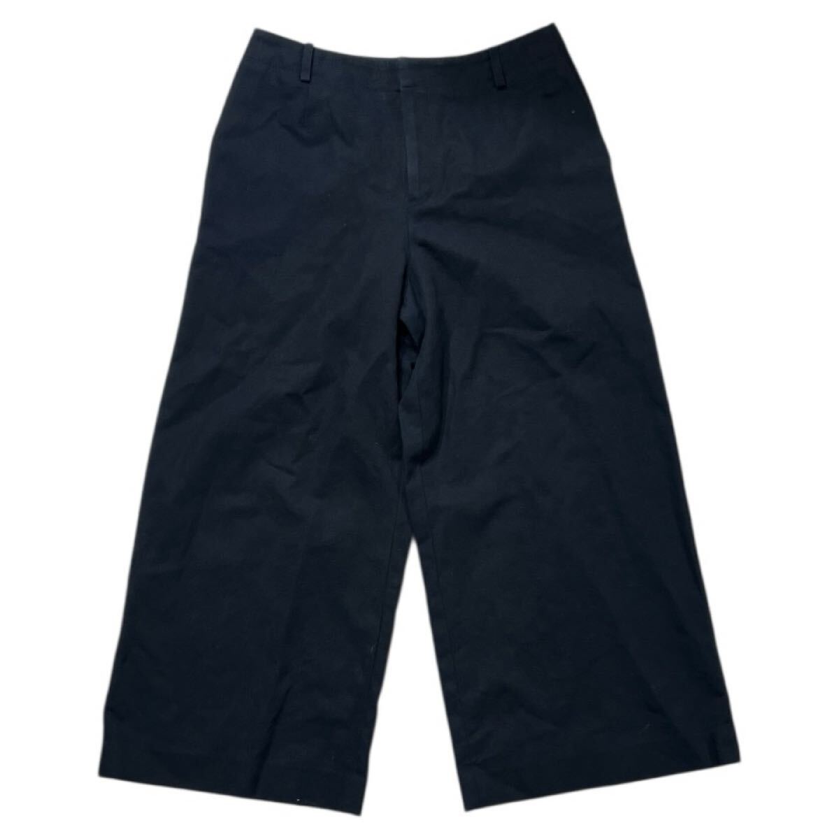 ■ AMACA アマカ ■ ストレッチ ガウチョ ワイド パンツ ダークネイビー 40拍卖