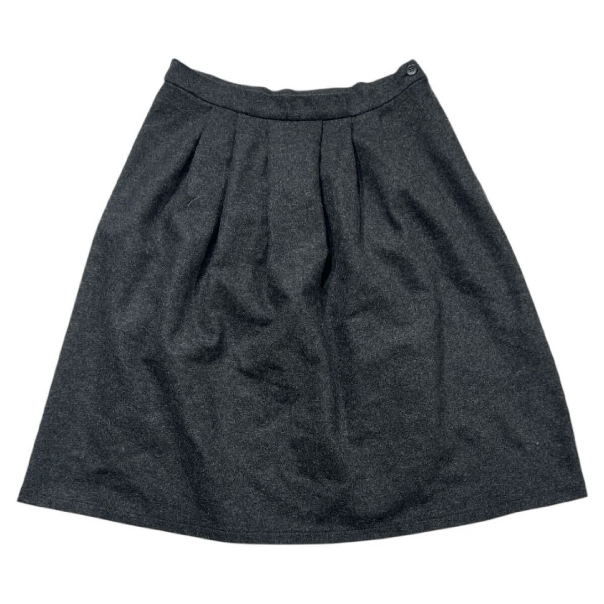 ■ agnes b. PARIS アニエスベー ■ ウール フレアスカート グレー 2拍卖