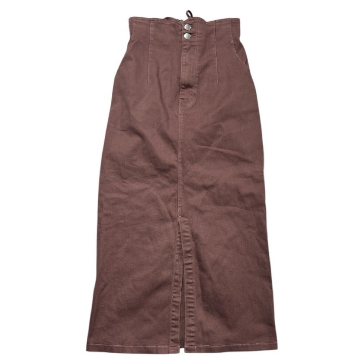 ■ JILLSTUART ジルスチュアート ■ ウエスト バック 編み上げ デザイン ハイウエスト コットン ロング スカート くすみピンク S拍卖