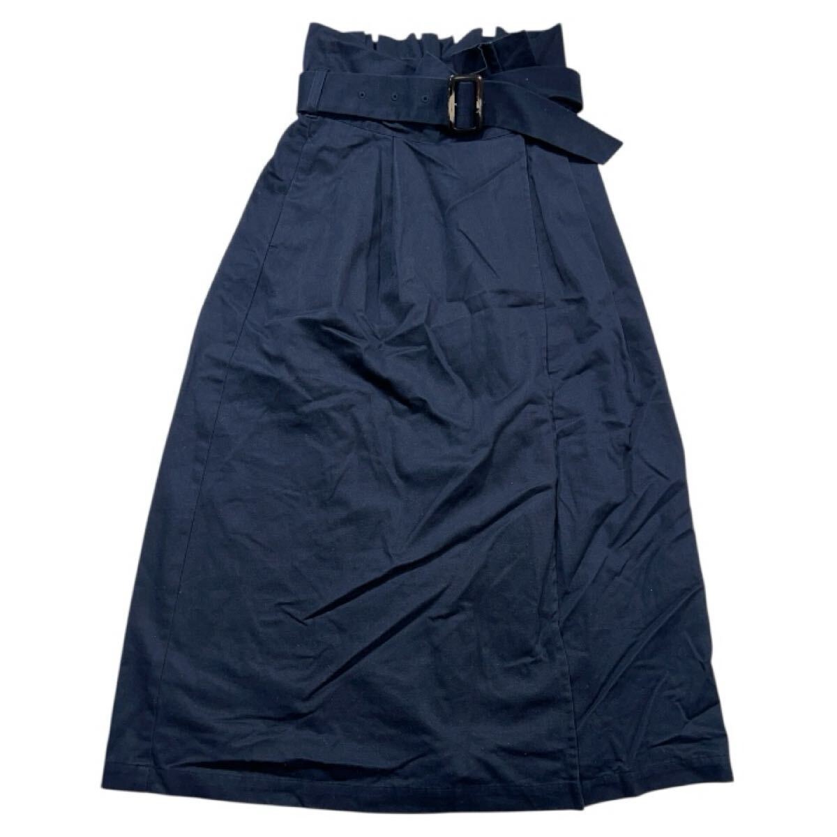 ■ Ray BEAMS レイ ビームス ■ 腰ベルト付 ペプラム タイトスカート ネイビー 0拍卖