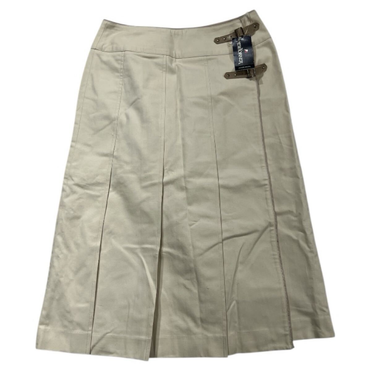 未着用 タグ付 定価 1.4万 ■ NEWYORKER ニューヨーカー ■ コットン 巻き フレアスカート ライトベージュ 11拍卖