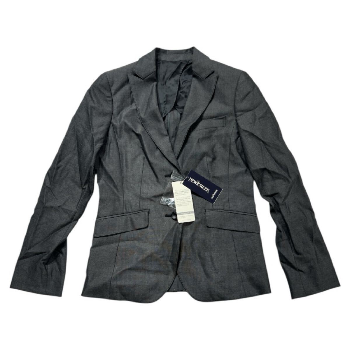 未着用 タグ付 定価 4.5万 ■ NEWYORKER ニューヨーカー ■ 2釦 シルク混 ウール ブレザー ジャケット グレー 5AR拍卖