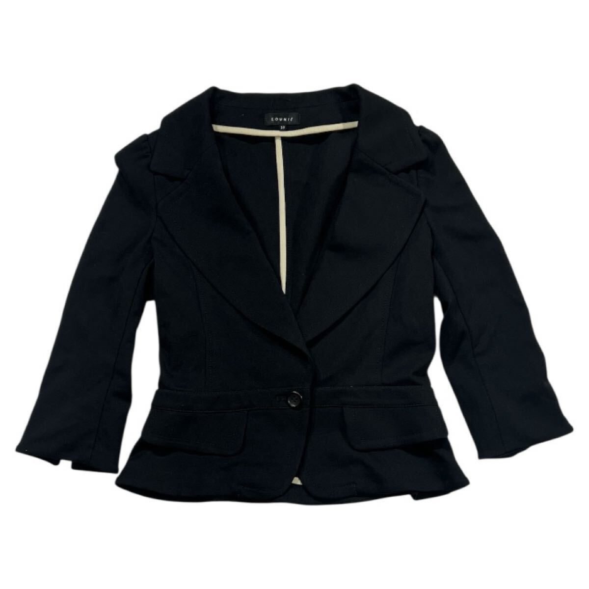 ■ LOUNIE ルーニィ ■ 1釦 レーヨン カジュアル ブレザー ジャケット ブラック 38拍卖