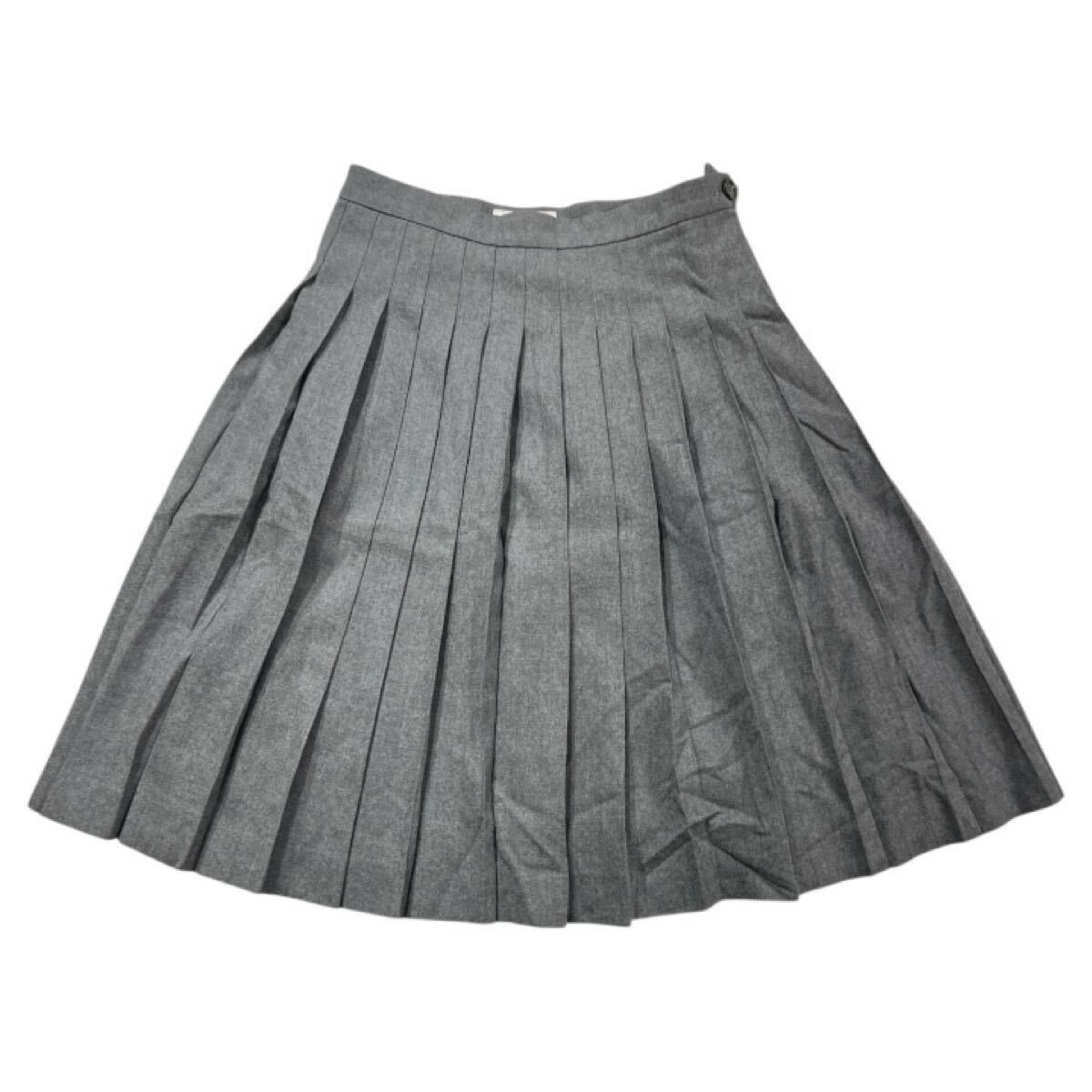 ■ OLD ENGLAND オールドイングランド ■ 膝丈 ウール プリーツスカート グレー 36拍卖