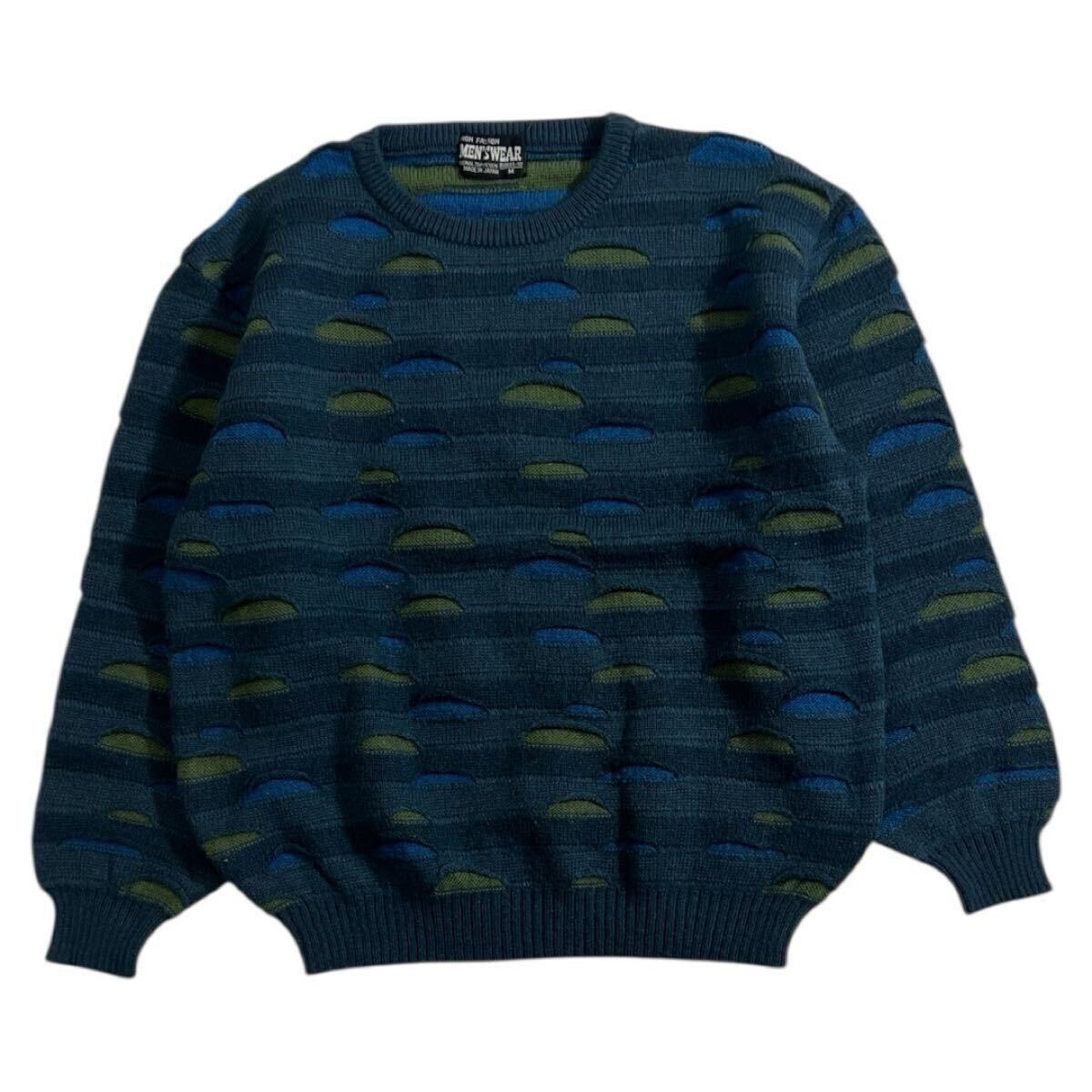 ■ MEN'S WEAR ■ ウール混 ニット セーター ブルー系 M拍卖