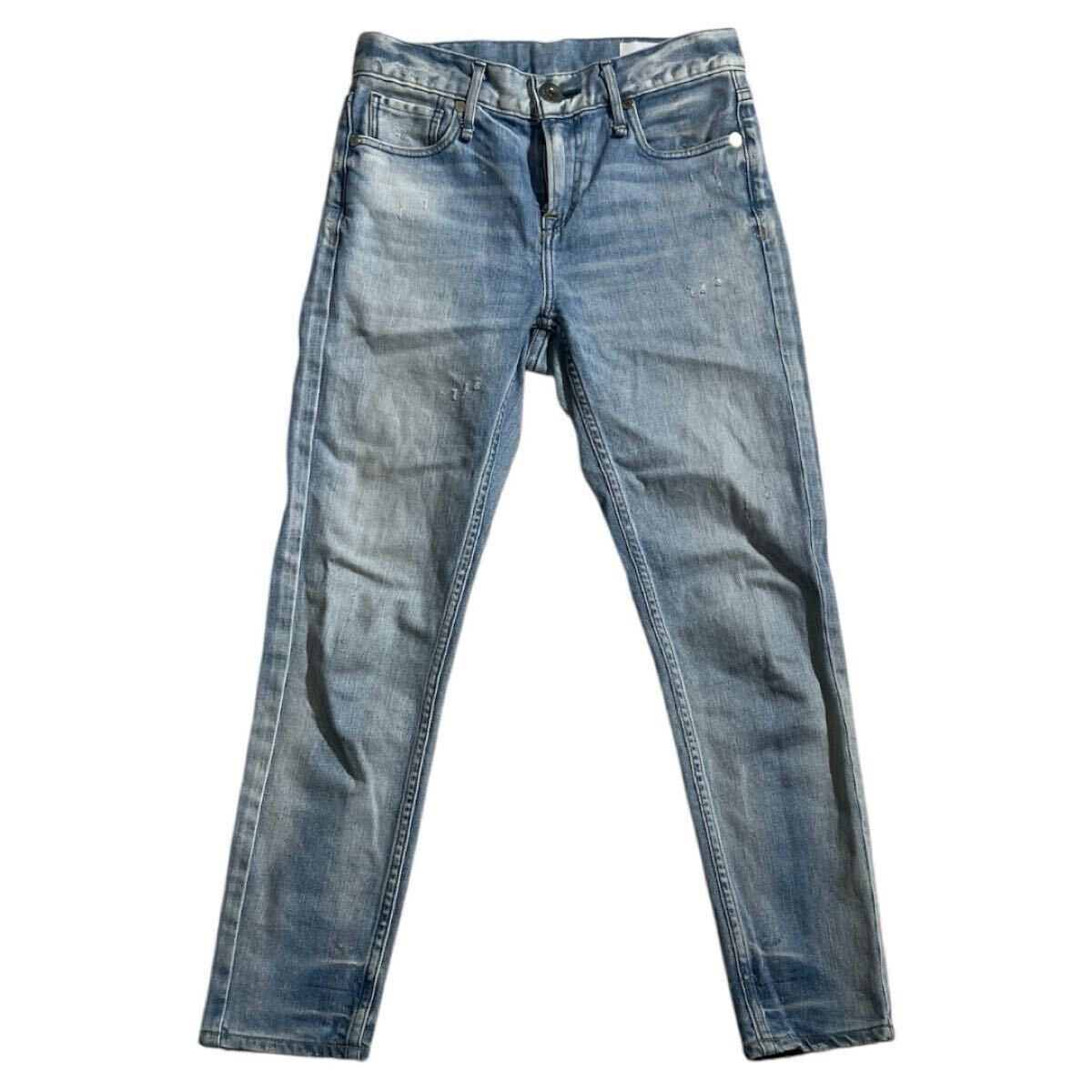 ■ upper hights アッパーハイツ ■ ユーズド 色落ち ダメージ加工 ストレッチ インディゴデニム 21拍卖