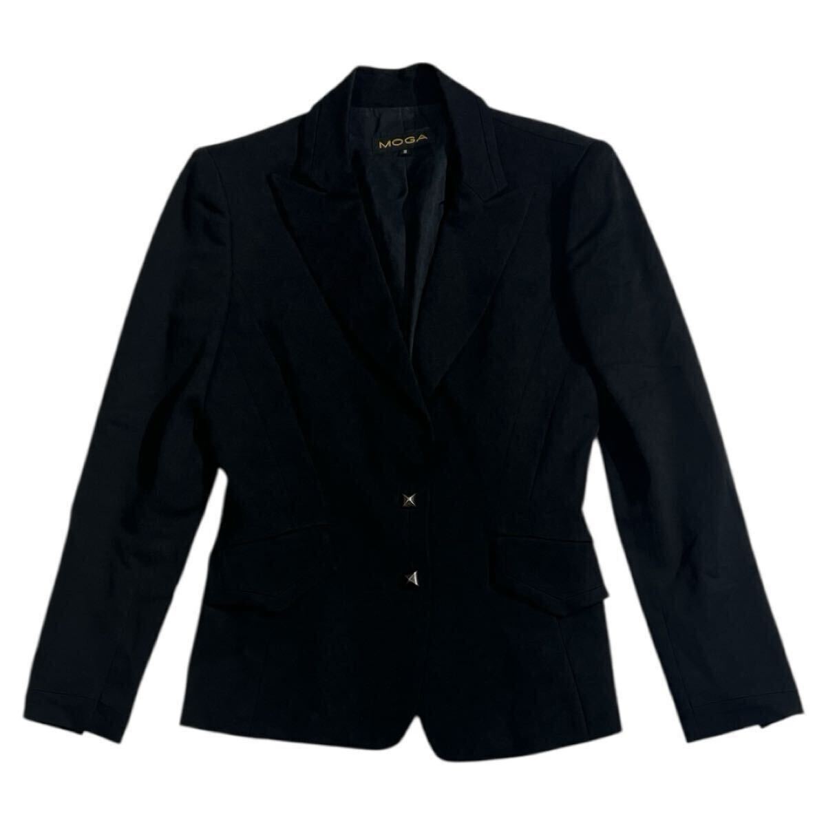 ■ MOGA モガ ■ 2釦 レーヨン混 ウール ブレザー ジャケット ブラック 2拍卖