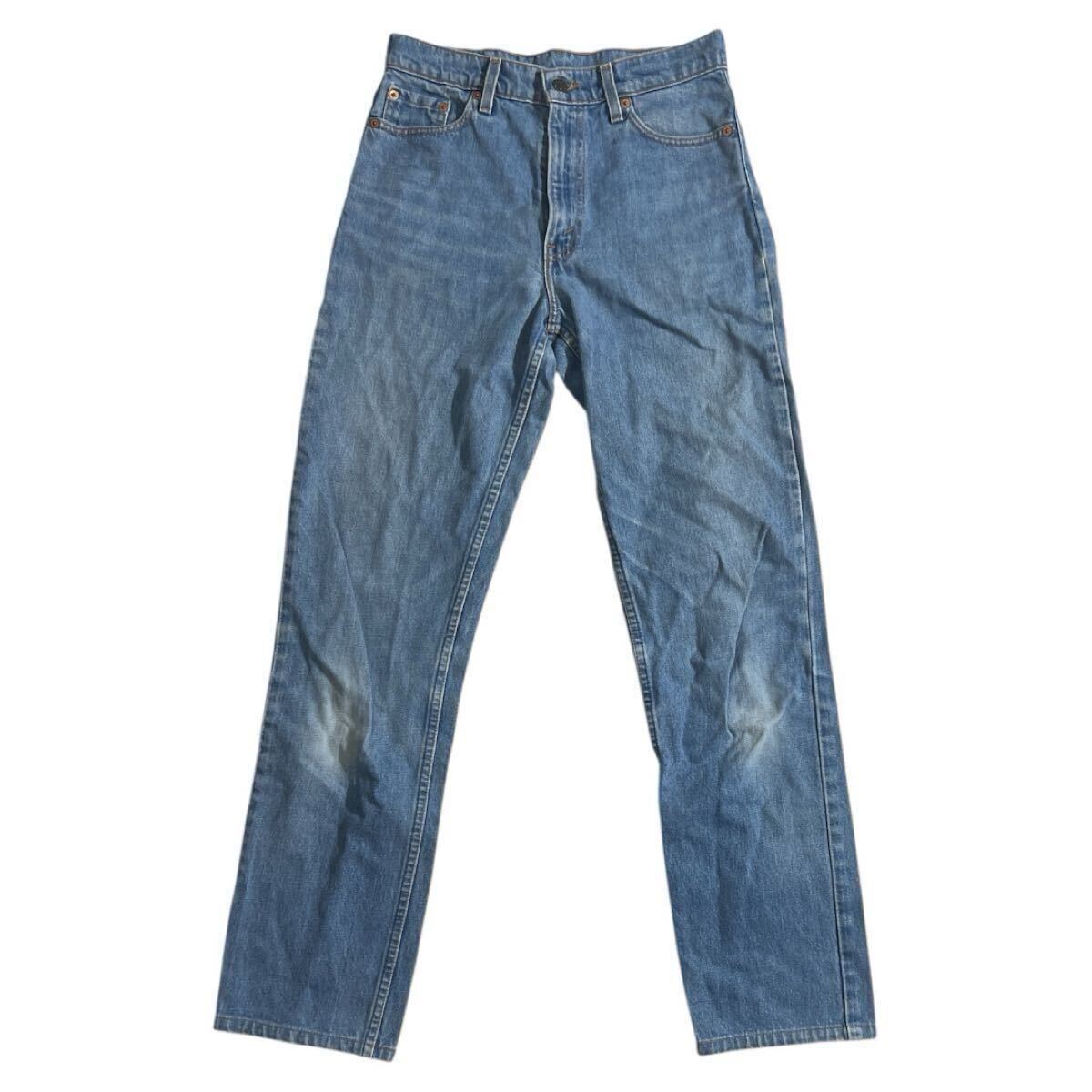 90s ヴィンテージ USA製 ■ LEVI’S リーバイス ■ 510 ロゴ パッチ ボタン501 ユーズド 色落ち加工 インディゴデニム W30/L34拍卖