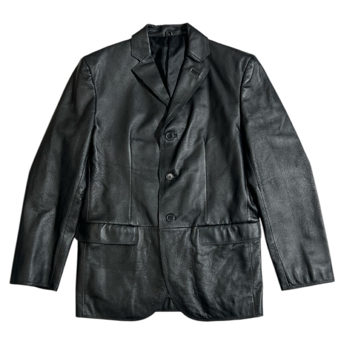 ■ COMME CA ISM コムサイズム ■ 上質 本革 ピッグスキン レザー ブレザー ジャケット ブラック S拍卖