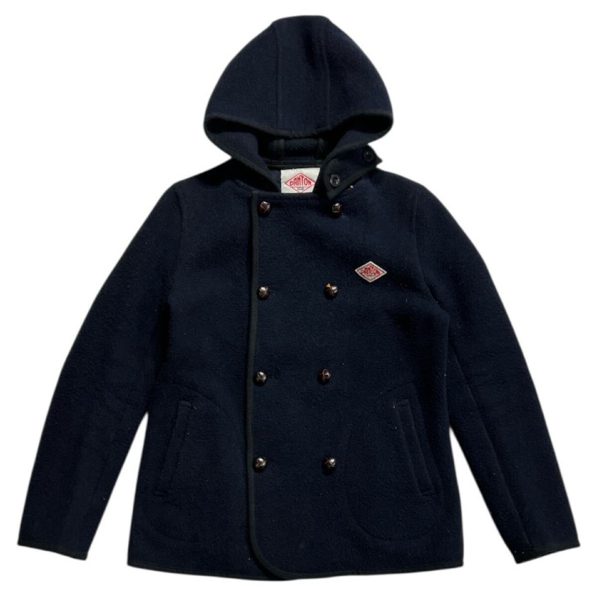 ■ DANTON ダントン ■ ロゴ ワッペン ウール ダブル モッサコート ネイビー 36拍卖