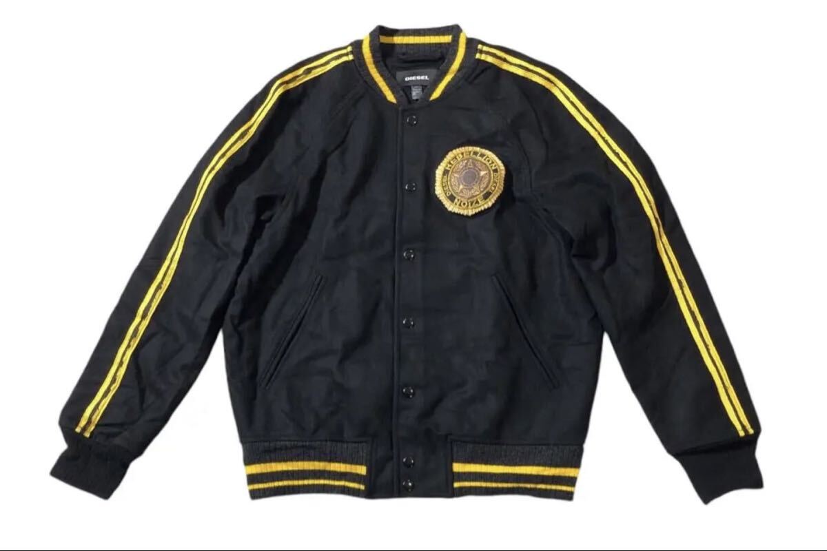 ▲ DIESEL ディーゼル ▲ ロゴワッペン ウール スタジャン スタジアムジャケット ブラック S拍卖