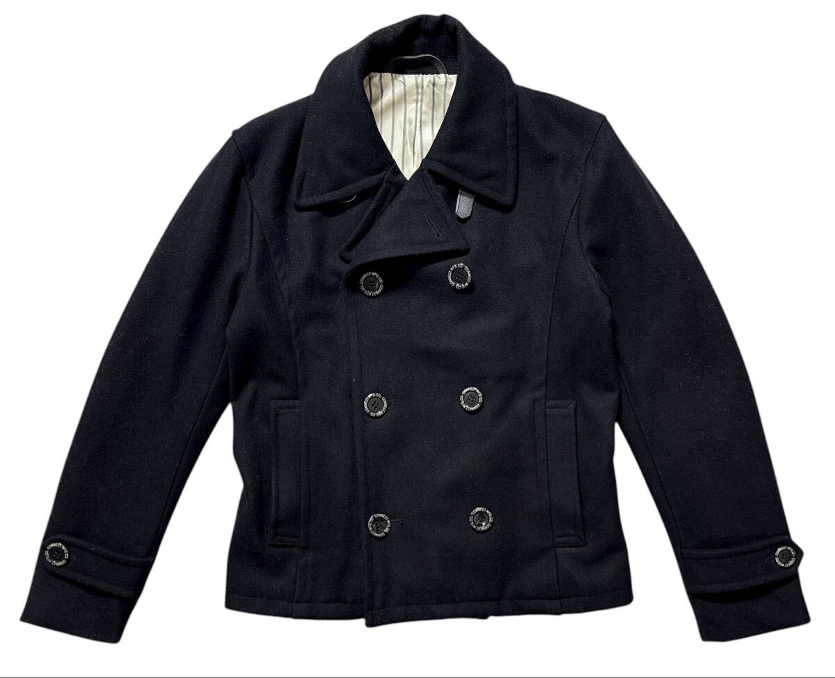 ▲ Pherrow's フェローズ ▲ ウール ショート ピーコート pea coat ネイビー ブラック 38拍卖