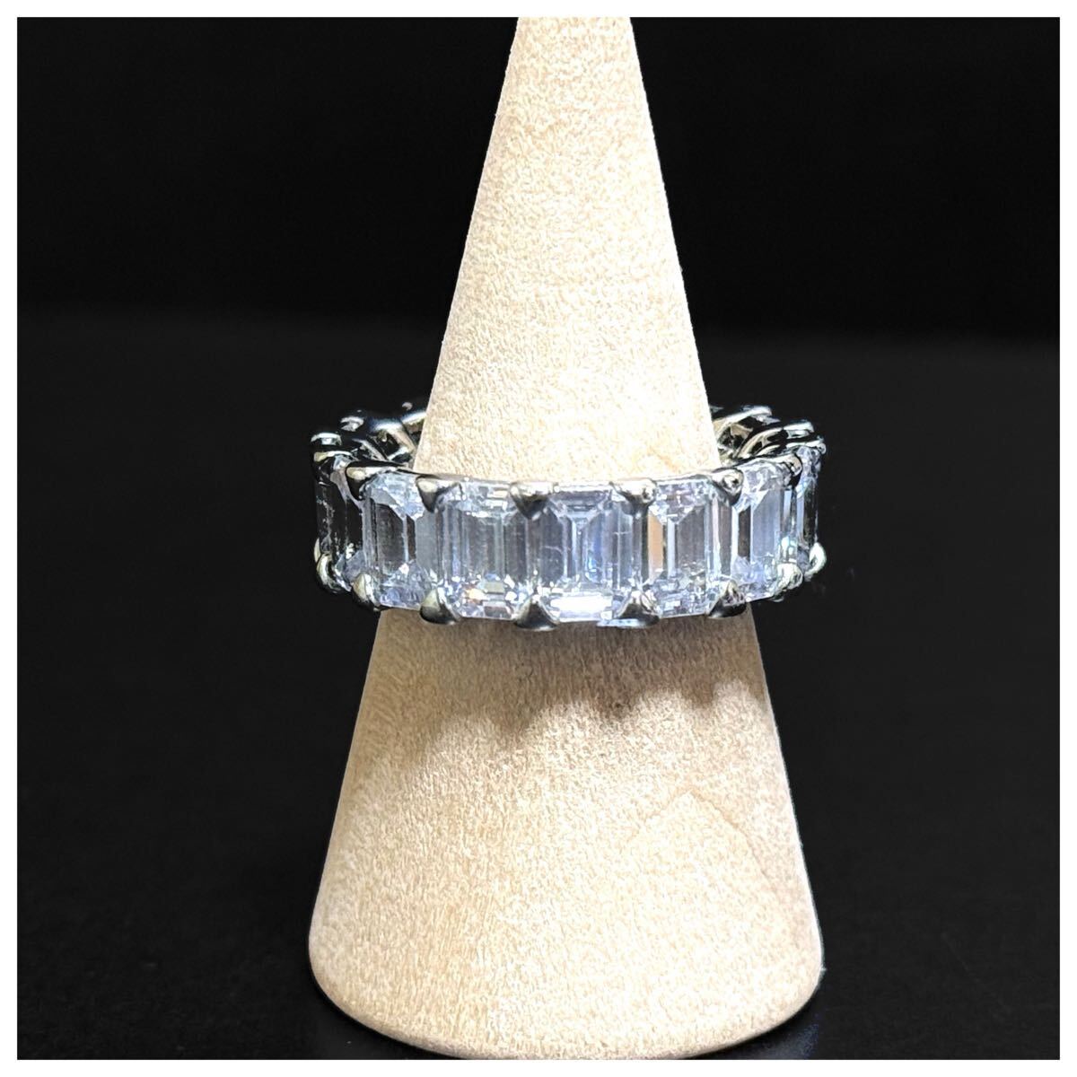 シルバー925 sterling スターリング フルエタニティ バケット ジルコニア リング 指輪 ジュエリー拍卖