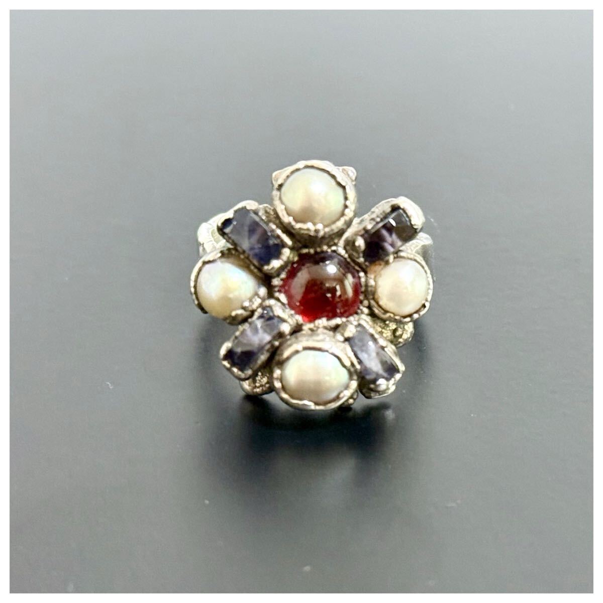 シルバー925 sterling スターリング ヴィンテージ アンティーク デザイン パール リング 指輪拍卖