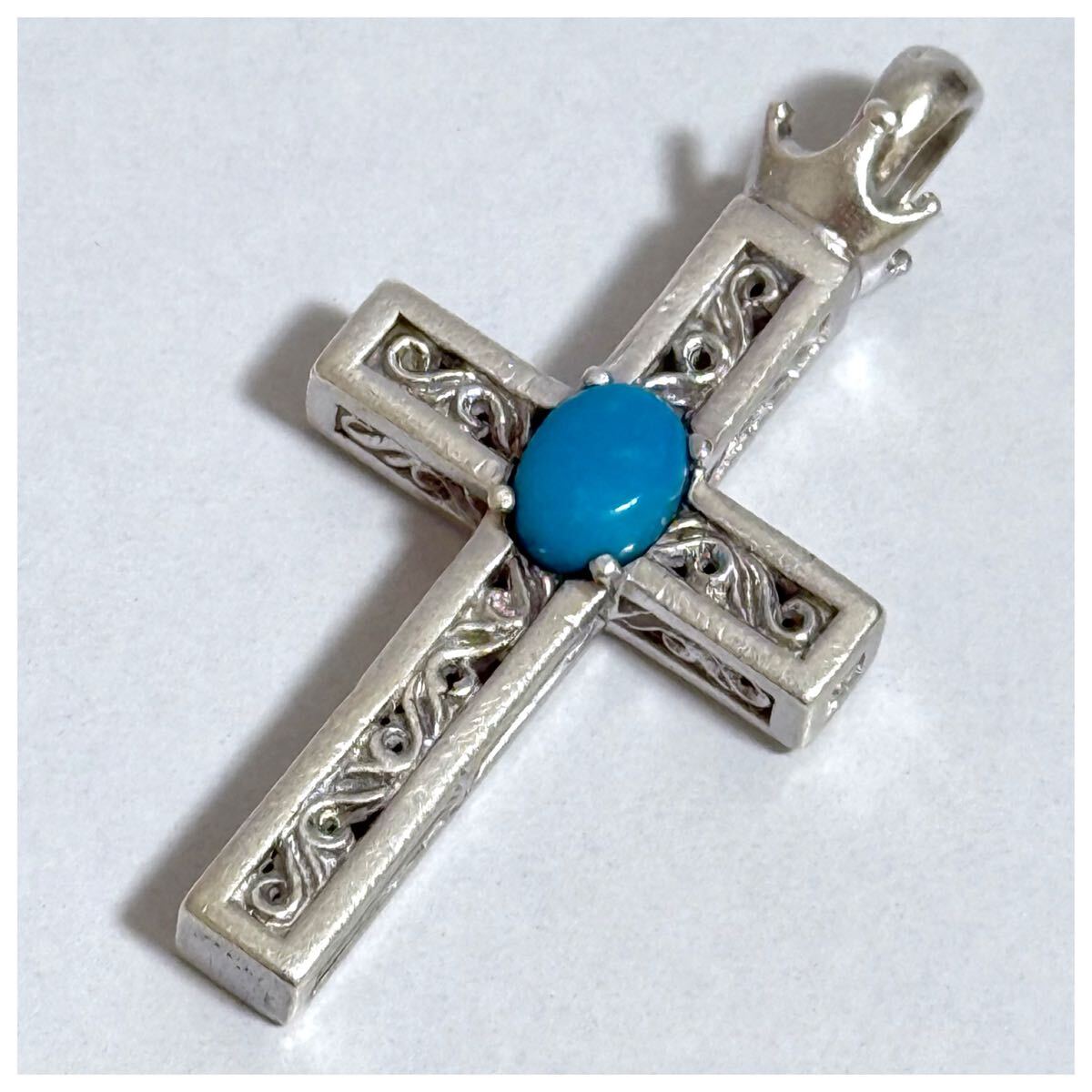 SAAD サード クロス シルバー925 sterling スターリング クロス ターコイズ アラベスク ペンダントトップ拍卖