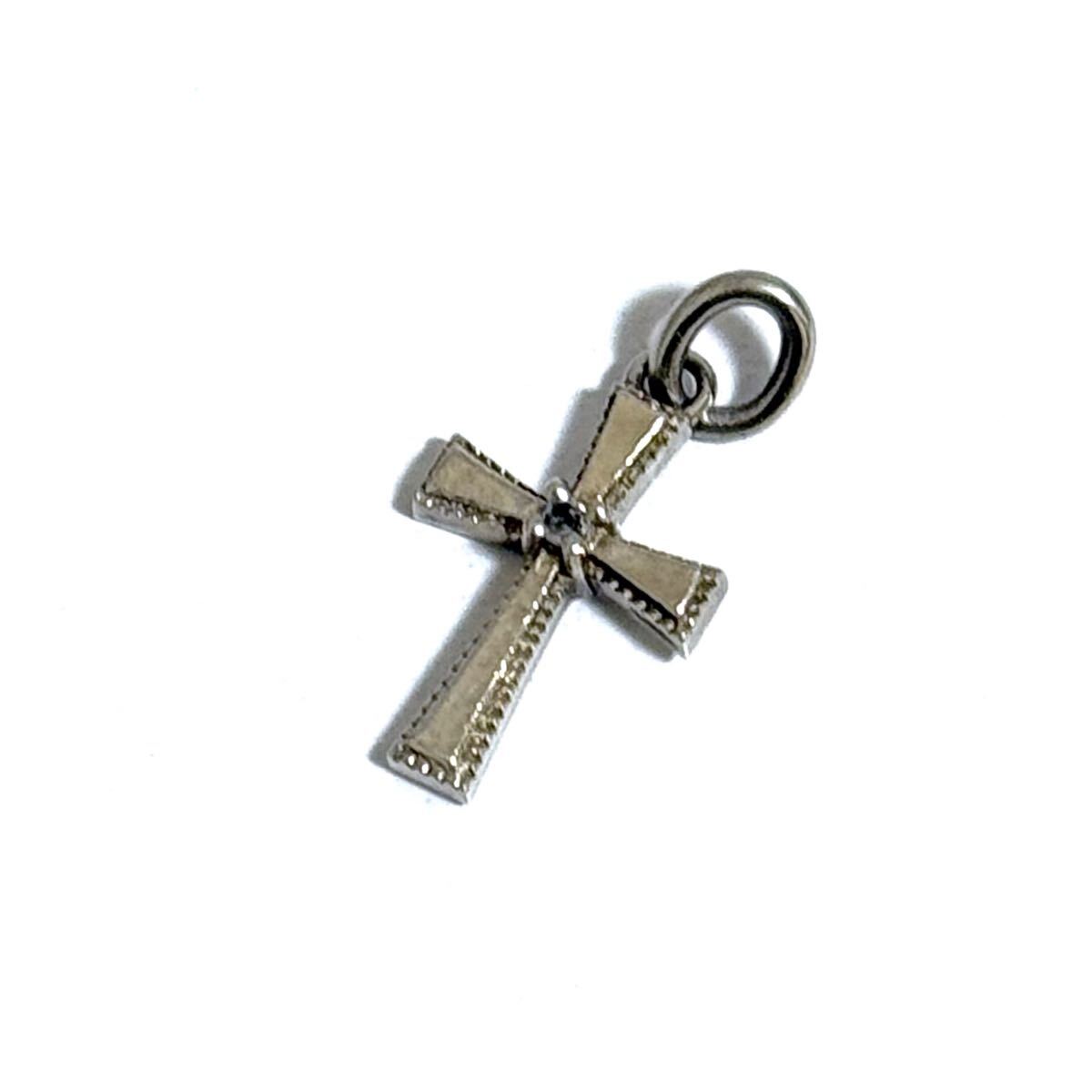 agete アガット SV Pt200 クロス ダイヤ チャーム ペンダントトップ拍卖