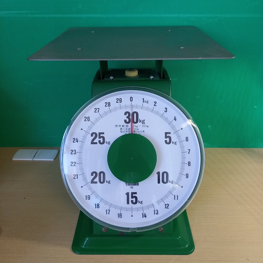 WD#401 YAMATO SD-30 大型 30kg 上皿はかり ヤマト 計量器 大和製衡 秤 量り 上皿秤 計り アナログ グリーン 中古拍卖