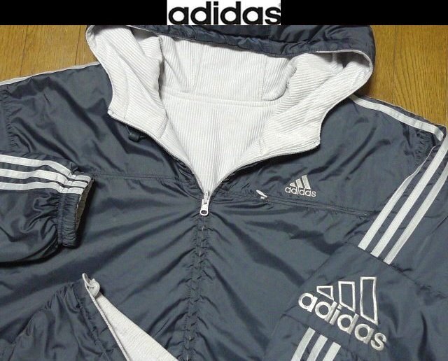 4L-5L・3XL-4XL日本サイズ位★即決セール送無料★アディダスUSA限定3本ライモデルン リバーシブル極暖防風保温 中綿 パーカー ジャケット拍卖