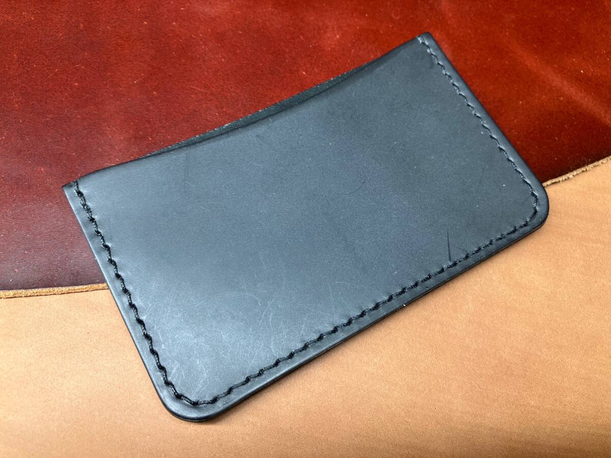 ■no.1082★カードケース/名刺入れ★ 新喜皮革製 ロウ付きコードバン★ブラック拍卖