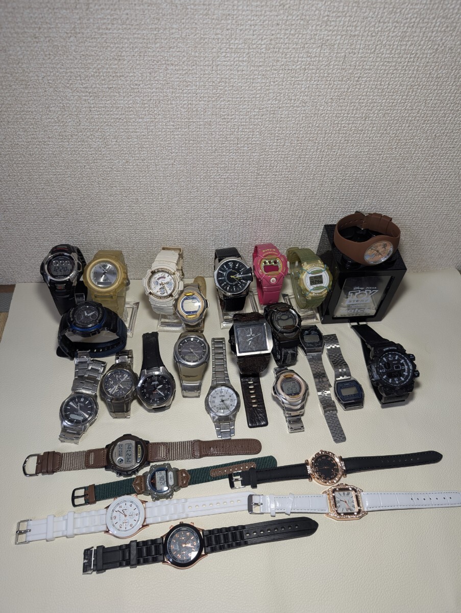 【ジャンク まとめ売り】腕時計 26本セット CASIO G-SHOCK Baby-G Diesel Orient 他ブランドミックス一部動作品 含む全て現状ジャン ク扱い拍卖