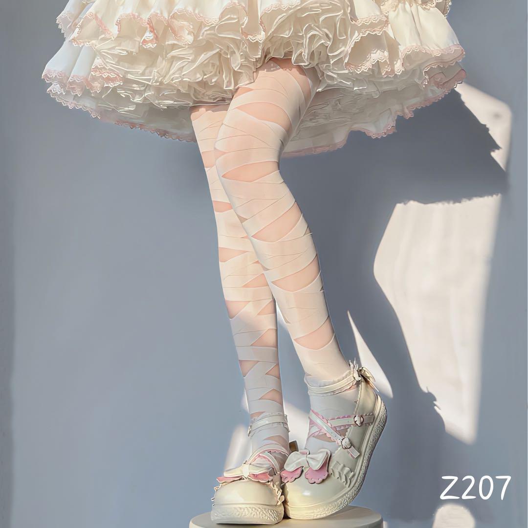 白 包帯風タイツ レディース ロリータ系拍卖