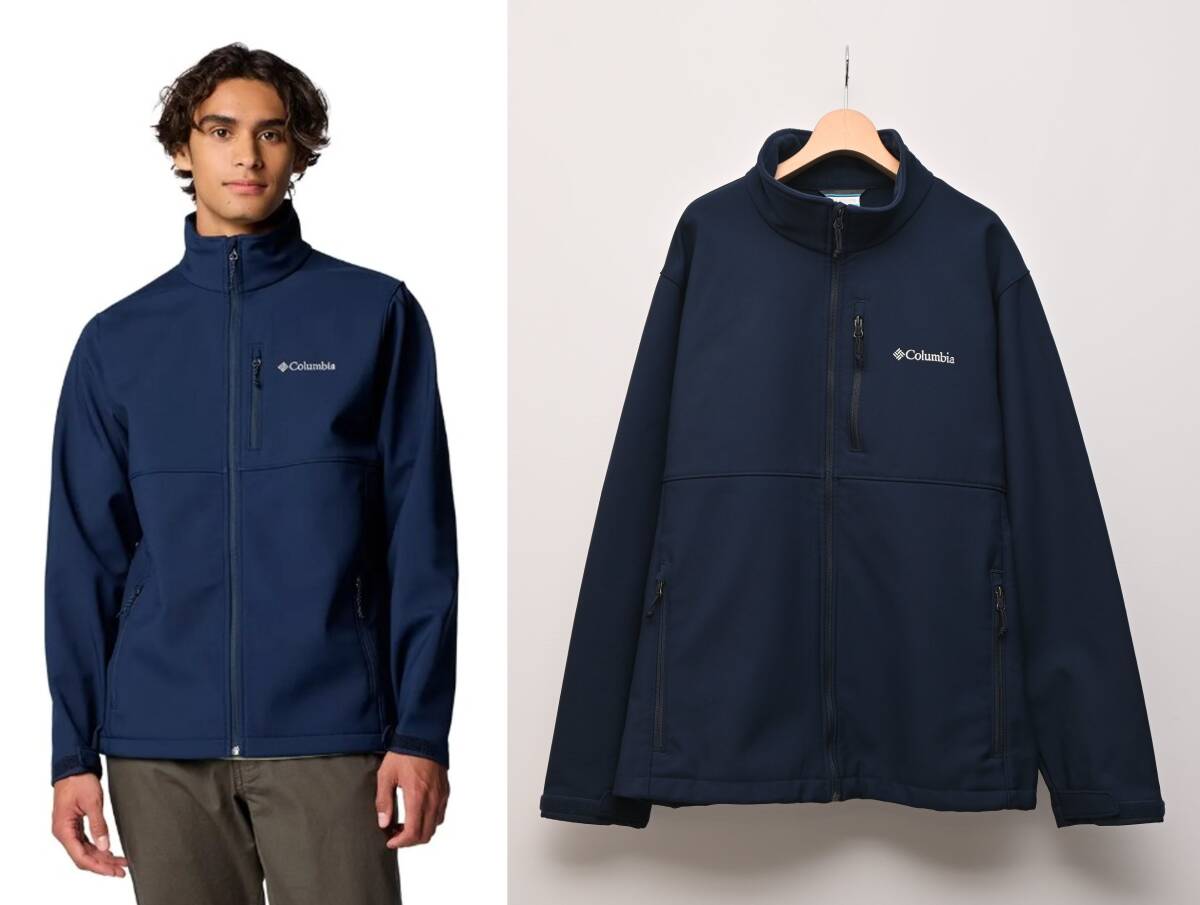 Columbia コロンビア Softshell Jacket ソフトシェルジャケット 裏フリース XL ネイビー 紺 ロゴ 刺繍 ワンポイント HA6290拍卖