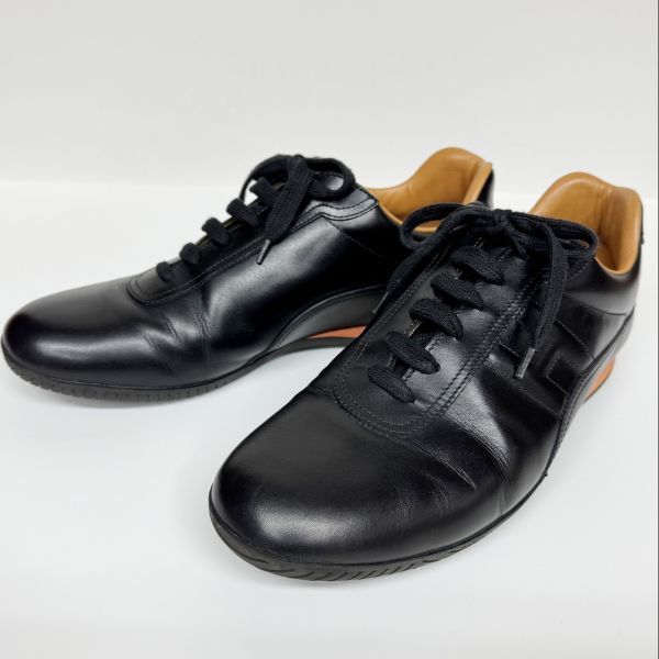 ◆ エルメス HERMES Hロゴ レザー スニーカー メンズ 41 1/2 ブラック ローカット 紳士靴拍卖