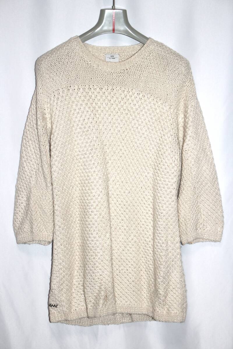 WMV ダブリュエムブイ アルパカxシルク ニット Sサイズ 中古 ほつれあり 生成り セーター ロング丈 拍卖
