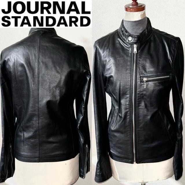 即落送料無料 美品 JOURNAL STANDARD ジャーナルスタンダード 定価4万円程 羊革 ラム レザージャケット M シングル ライダース 冬 アウター拍卖