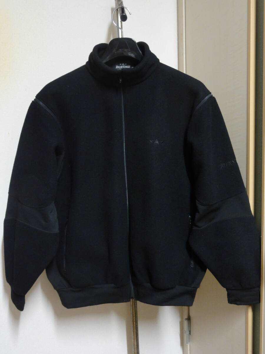 格安日本製特大(XL・胸囲128cm位)・TOURSTAGE(ツアーステージ・ブリヂストンスポーツ)・黒フリース系地・便利な着脱袖型ベスト兼用ブルゾン拍卖
