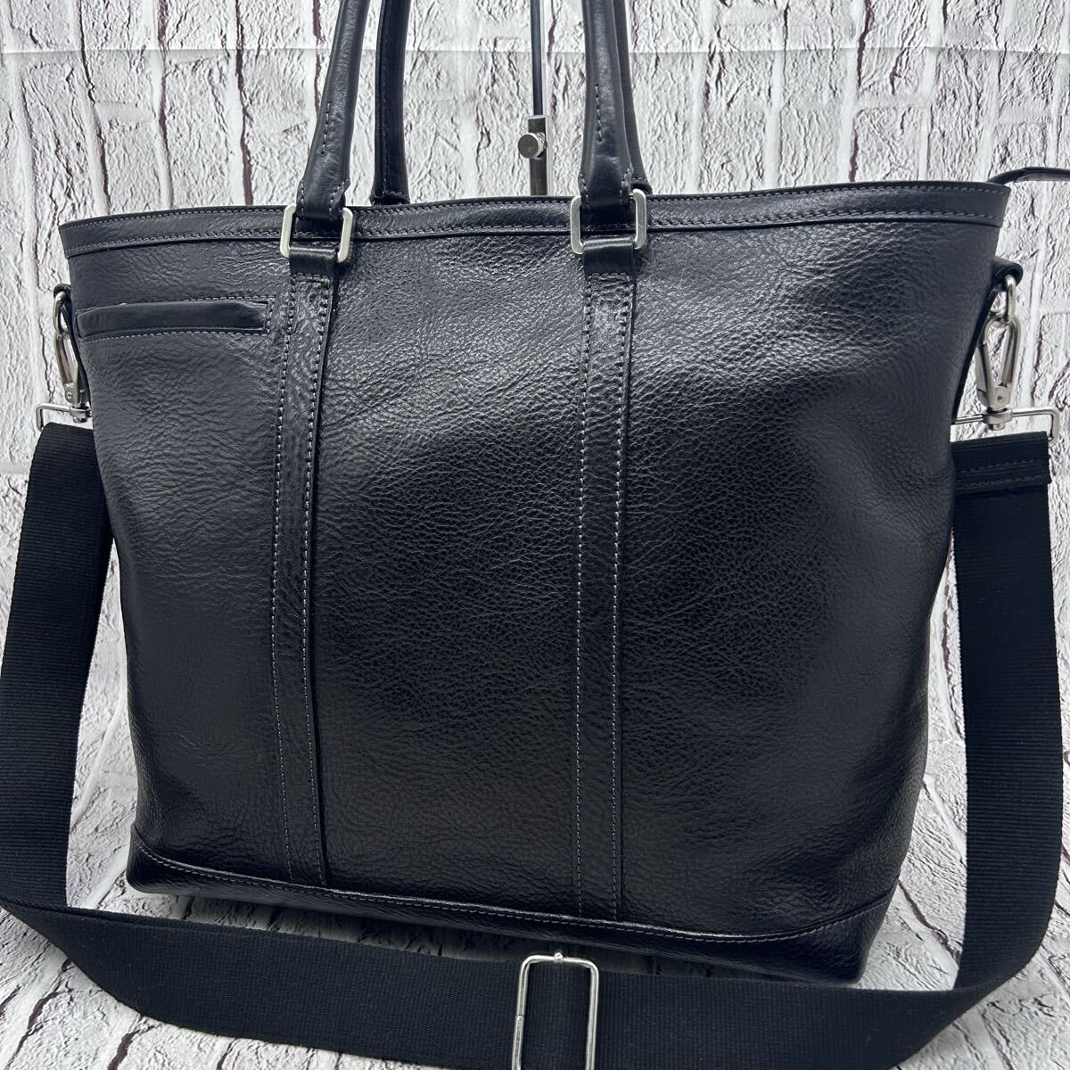 【美品】DURBAN×CHIALUGI ダーバン 別注 キアルージ レザートートバッグ 2way ブラック シボ革 オールレザー イタリア製 ビジネスバッグ拍卖