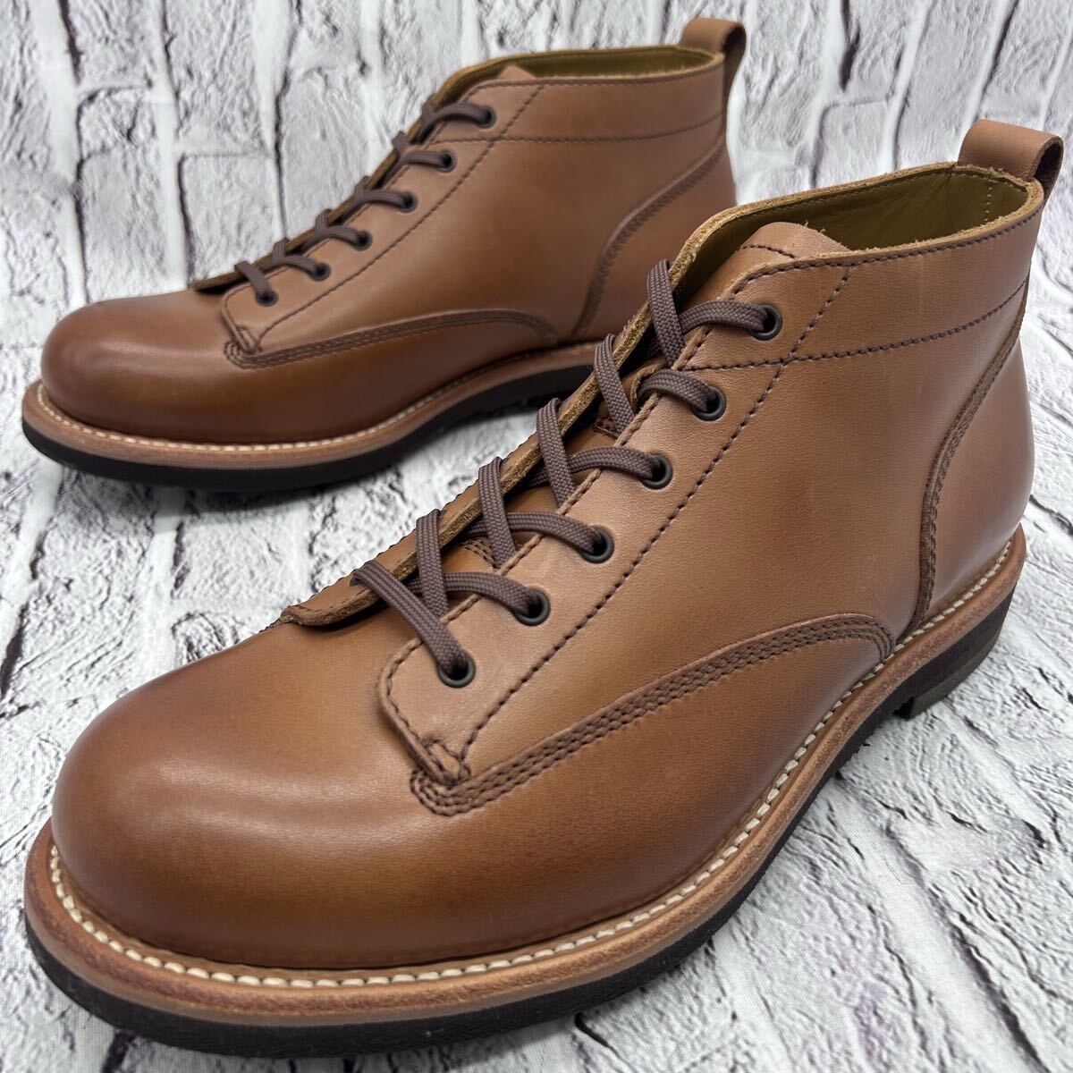 【未使用】REGAL STANDARDS リーガル 58CR レースアップブーツ ミッドカット 27㎝ ブラウン 本革 ビブラムソール ラウンドトゥ ワーク拍卖
