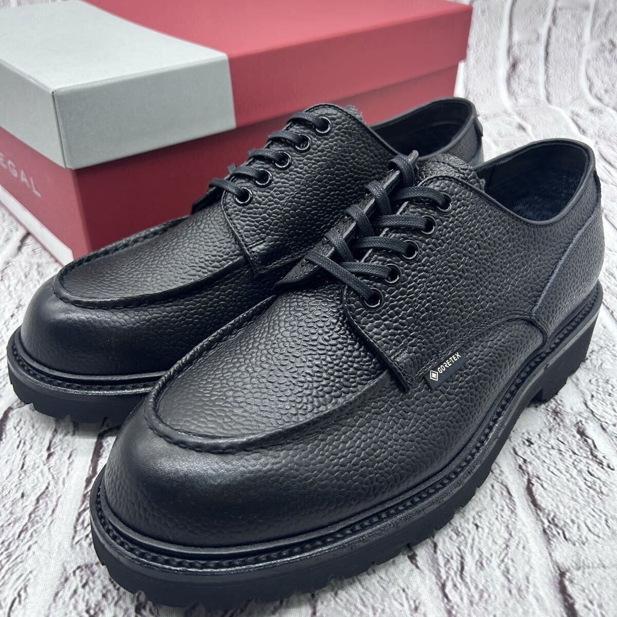 【未使用】REGAL Shoe&Co. リーガル 831S ダービーシューズ Uチップ 24㎝ ブラック GORE-TEX 山陽レザー エンボス加工 革靴 軽量 2024SS拍卖