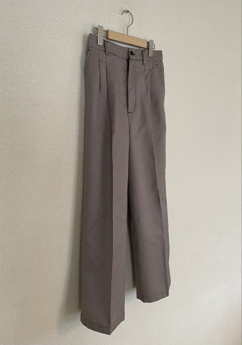 【FREAK'S STORE】ブラウンチェック柄 ワイドパンツ ゴムウエスト拍卖