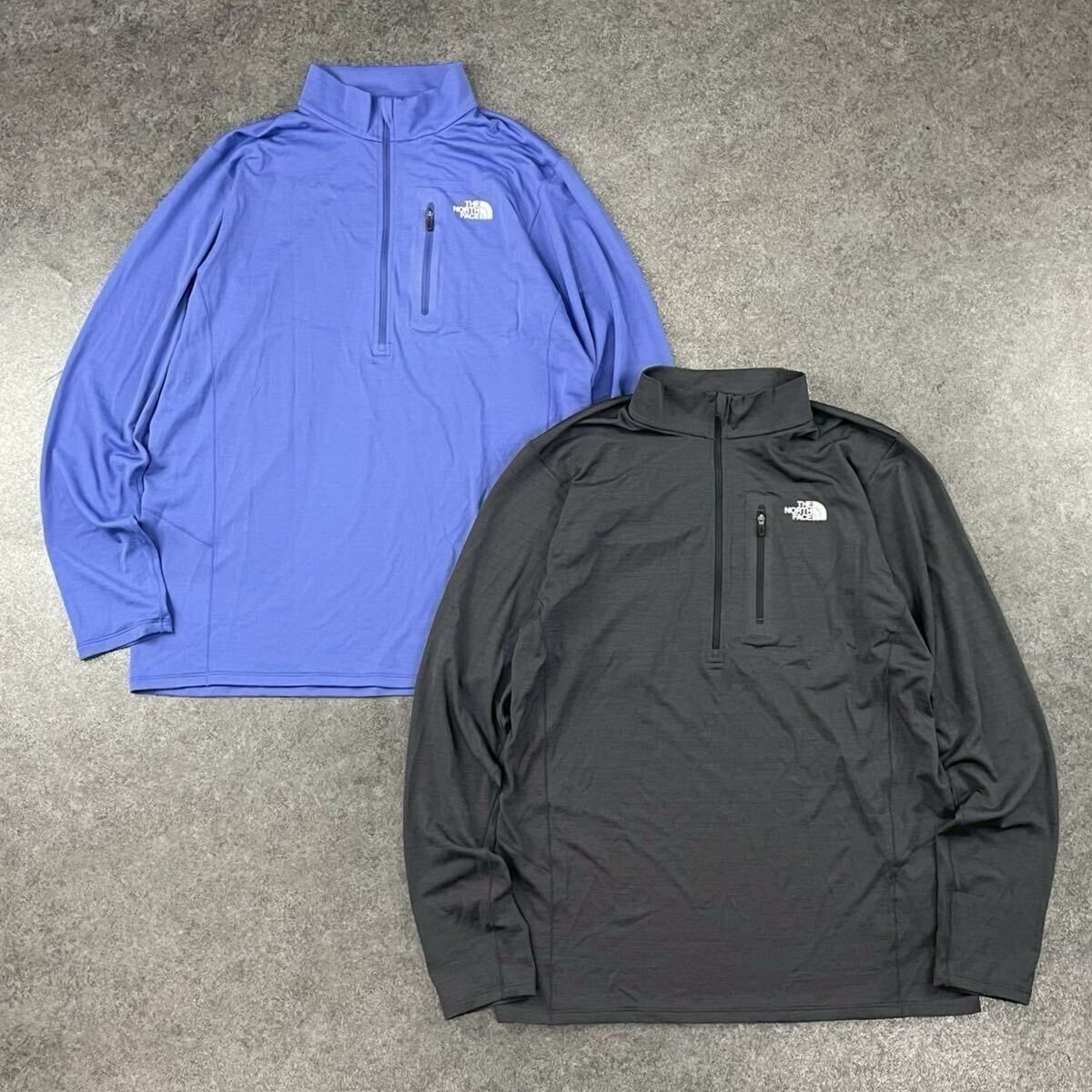 お買い得! 2点セット! THE NORTH FACE FLASH DRY ロングスリーブ フラッシュドライ 3D ハーフジップ 長袖 シャツ メンズ L NT12201拍卖