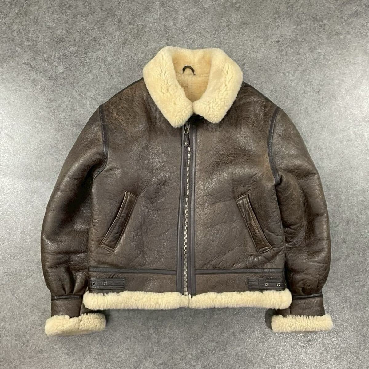FEDELESS MILITALY TYPE B-3 本革 フライトジャケット ムートンジャケット シープスキン リアルレザー 裏ボア ブラウン 茶 メンズ F拍卖