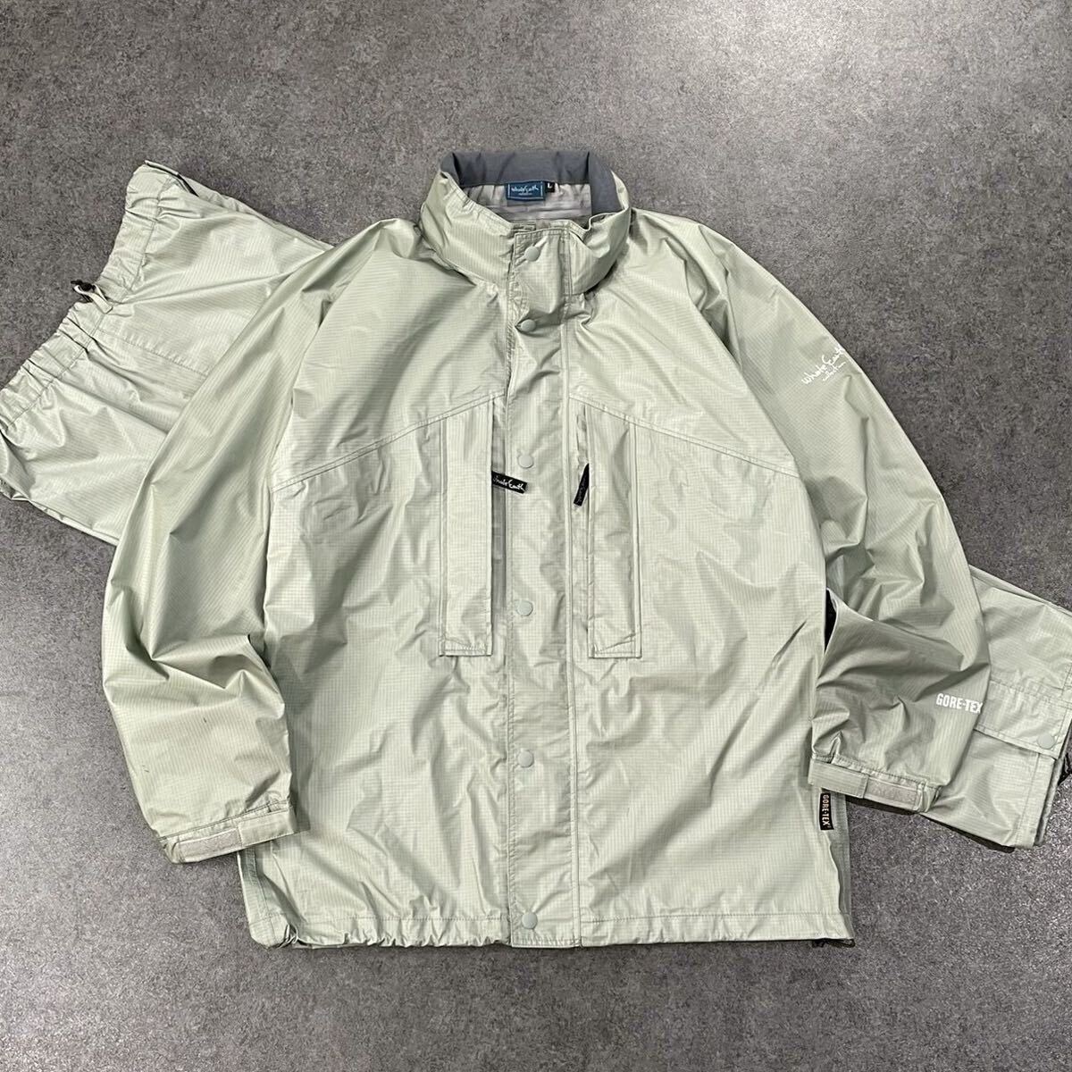 日本製 WHOLE EARTH GORE-TEX ホールアース ゴアテックス レインスーツ セットアップ ナイロン ジャケット/パンツ メンズ L WEJ-3011T拍卖