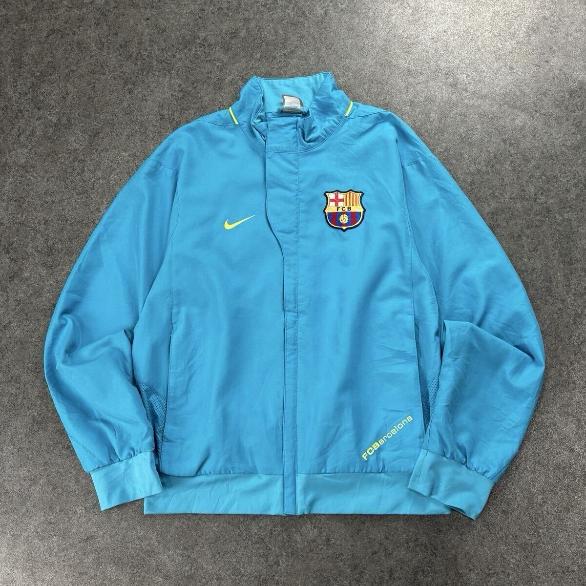 00s 2007-08 NIKE FC Barcelona ナイキ FCバルセロナ バルサ ウィンドブレーカー 比翼仕立て ジャケット ワッペン 刺繍 水色 237750-414拍卖