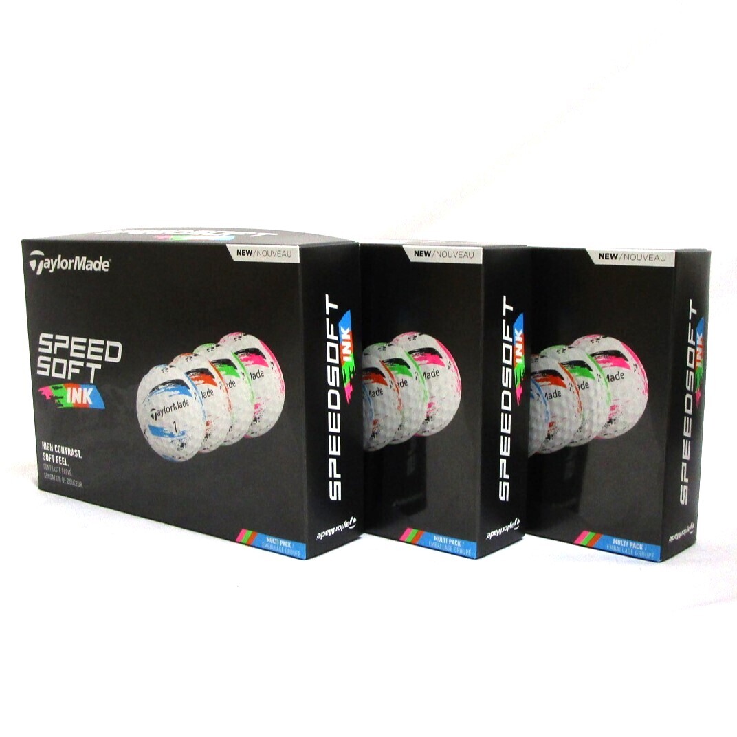 Taylor Made SPEED SOFT INK マルチ 3箱 36球 US限定 テーラーメイド スピードソフト インク ゴルフボール 2ピース 史上最もソフトな打感拍卖