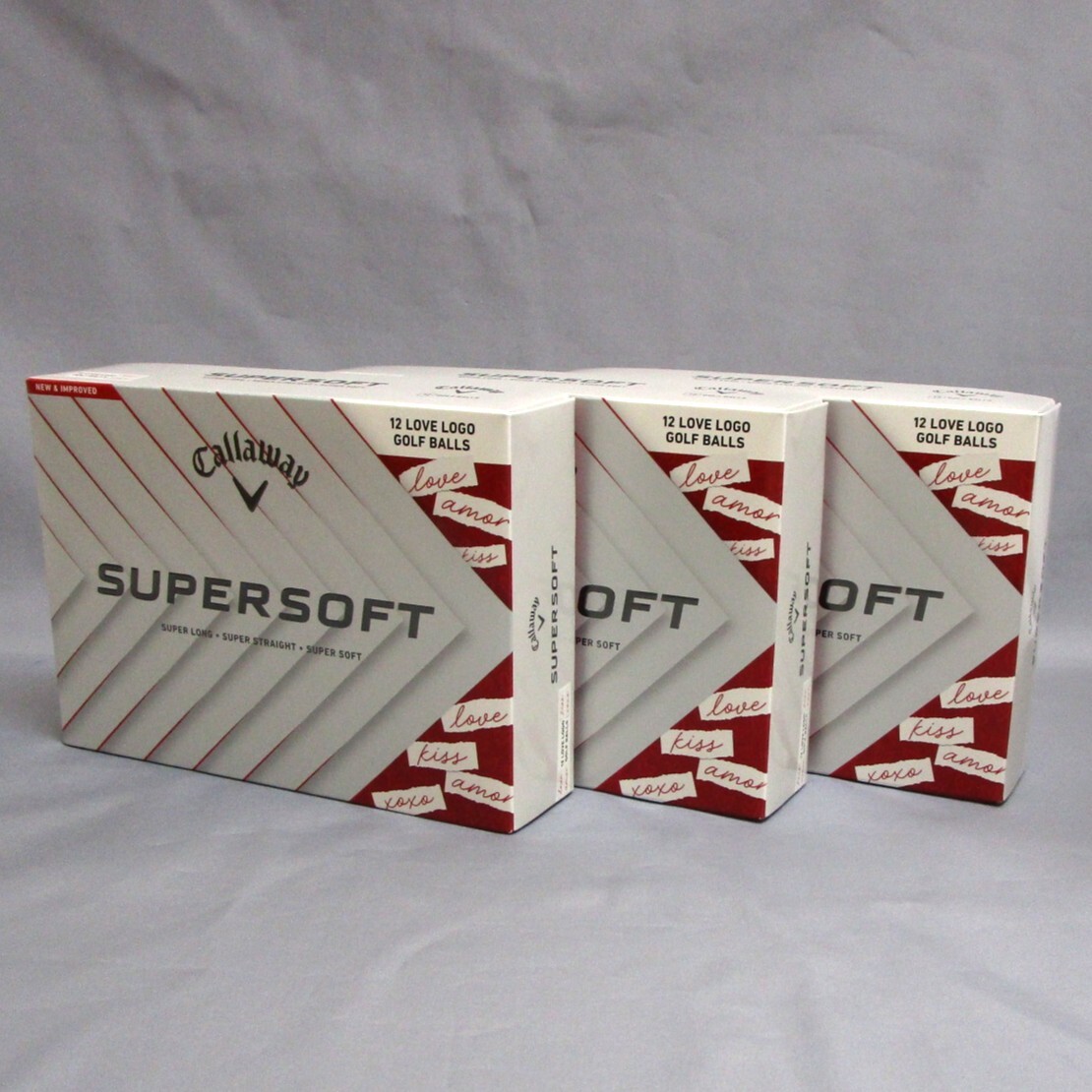 Callaway SUPERSOFT LOVE LOGO 3箱 36球 キャロウェイ スーパーソフト ラブ ロゴ 2ピース ゴルフボール SUPER SOFT xoxo love amor kiss拍卖