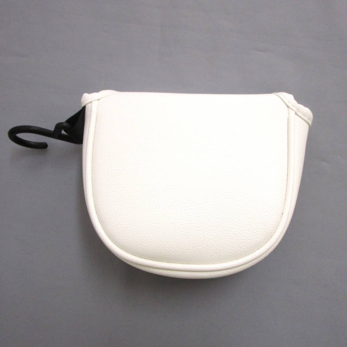 ノーロゴ PU パターカバー マレット ホワイト★送料無料★汎用性高し シンプル 合成皮革 ポリウレタン 白 パターカバーキャッチャー フック拍卖