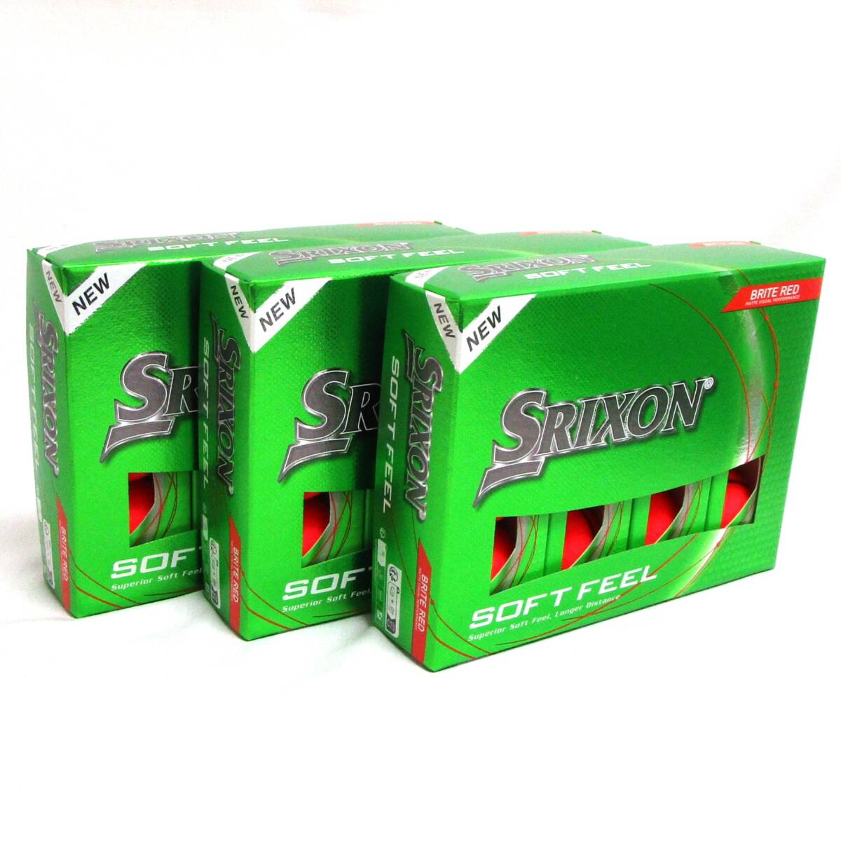 SRIXON SOFT FEEL レッド 3箱 36球 3ダース 2025年 スリクソン ソフト フィール 2ピース BRITE RED マット仕上げ ゴルフボール拍卖