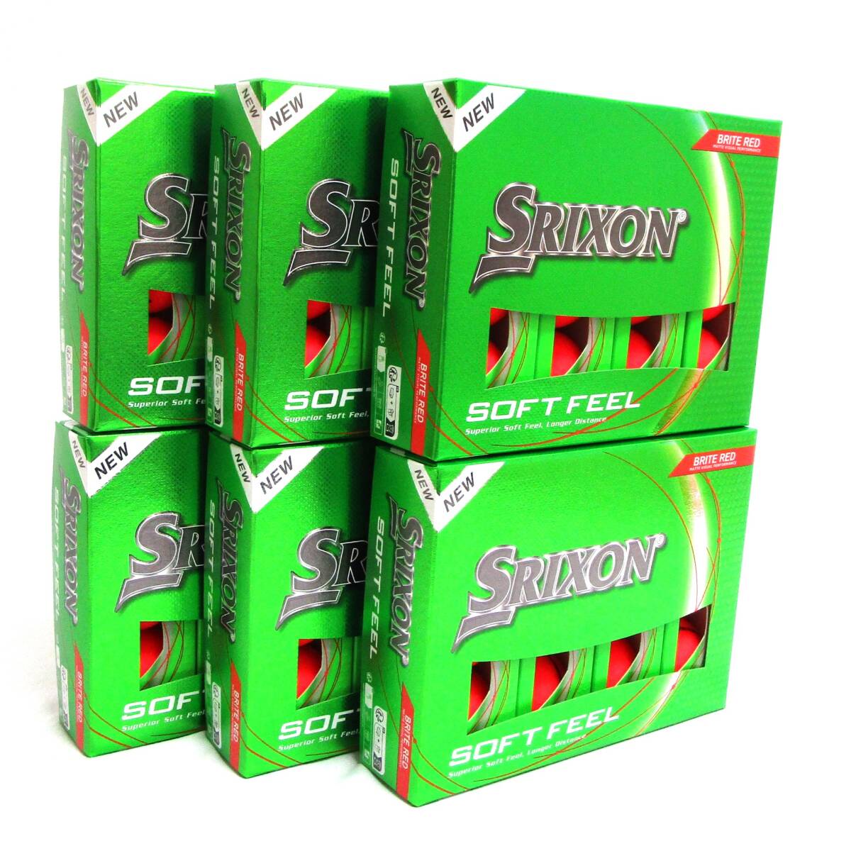 SRIXON SOFT FEEL レッド 6箱 72球 6ダース 2025年 スリクソン ソフト フィール 2ピース BRITE RED マット仕上げ ゴルフボール拍卖
