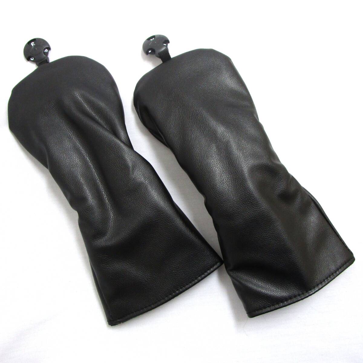 ノーロゴ PU FW用 2個セット ブラック ヘッドカバー★キャットハンド 汎用性高し シンプル 合成皮革 ポリウレタン フェアウェイ 猫手型拍卖
