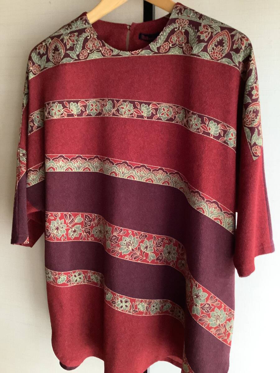 詩仙堂 タムラヒトシ ちりめんチュニック 縮緬 濃い赤色 拍卖