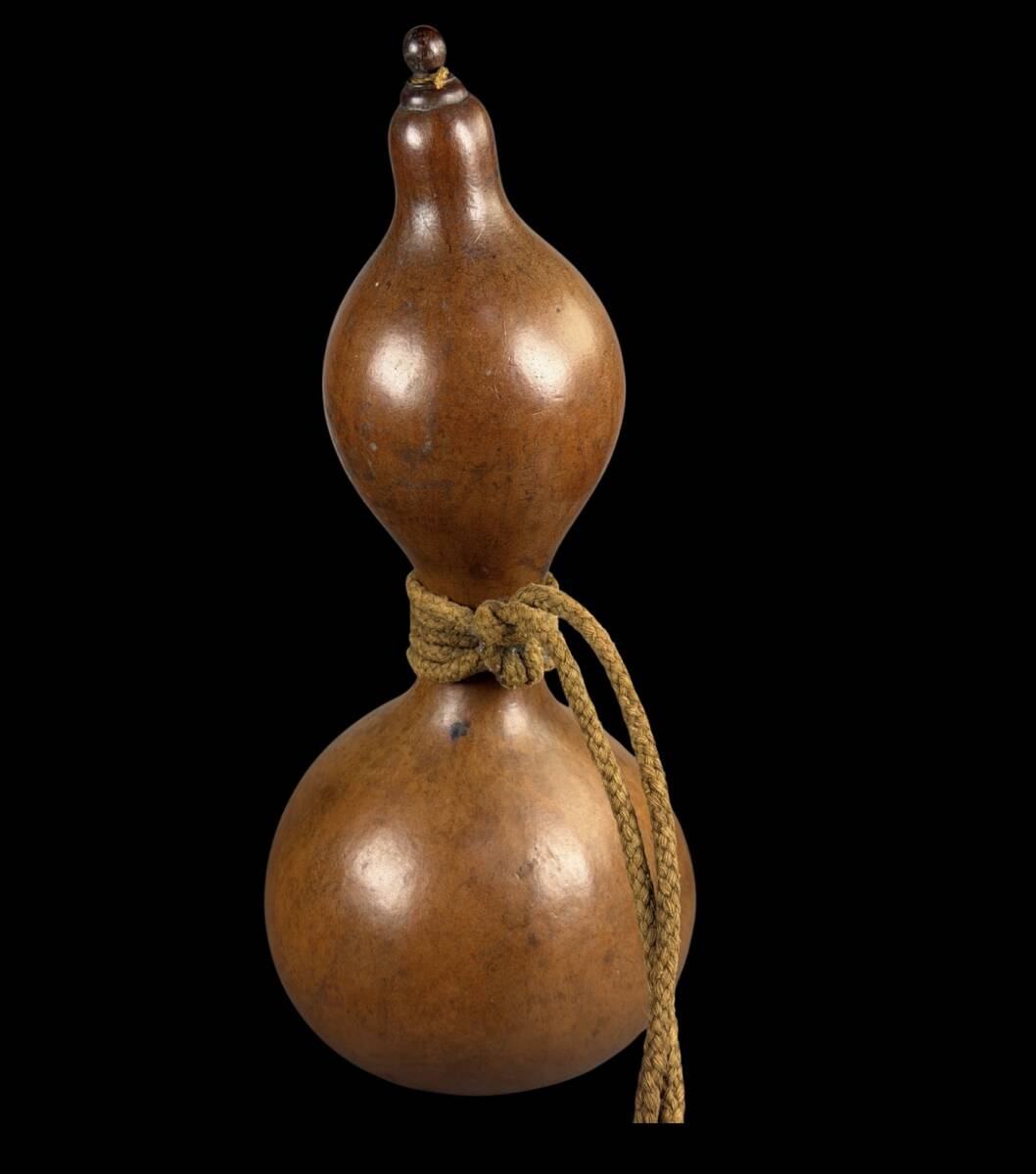 【偲】瓢箪 ひょうたん 古瓢箪 縁起物 置物 木栓付 茶道具 高さ26.7cm 重約67.07g r-1061拍卖